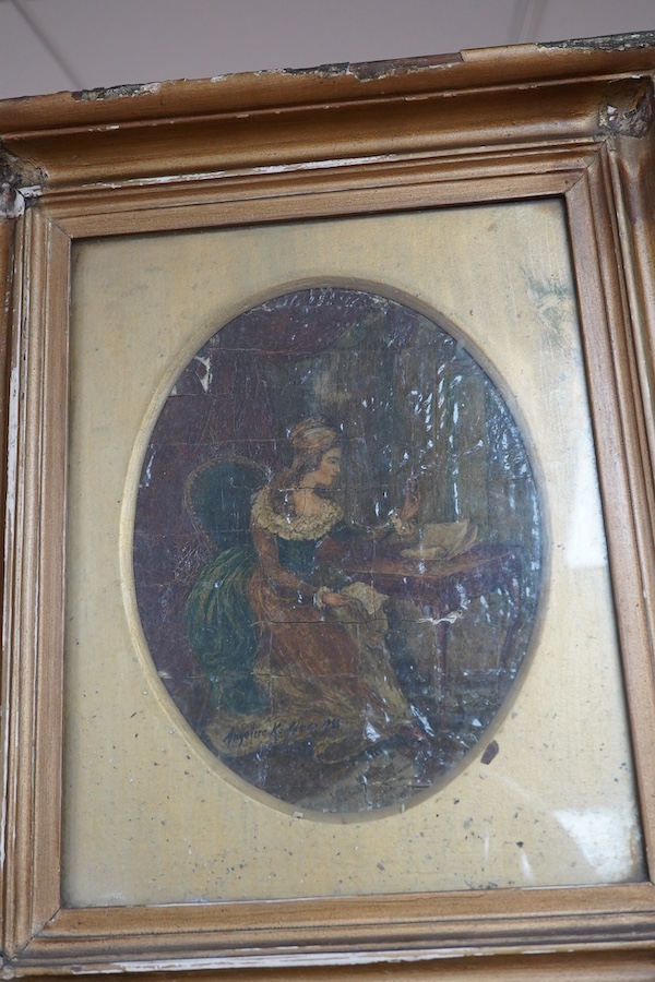 Manner of Angelica Kaufmann, ivory panel, Lady Hamilton, 26 x 20cm. Condition - poor, CITES Submission reference TSE46G4P